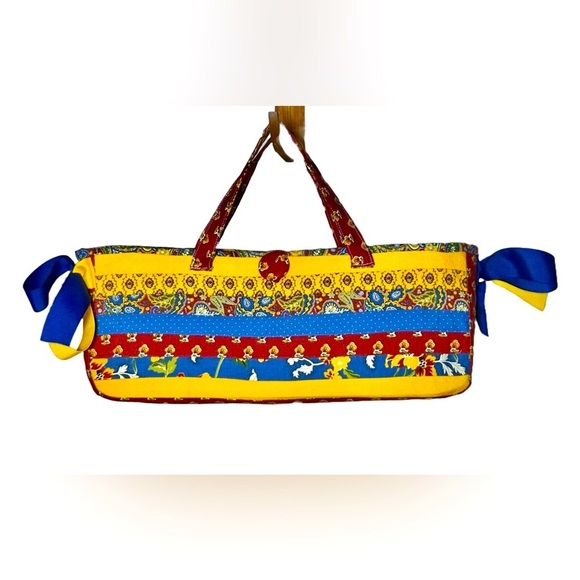 Vibrant & Colorful Art to Wear Beach Tote Bag with Fabric-Covered Button Closure - Picture 1 of 13
